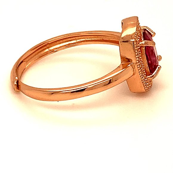Red Tourmaline .80ct Rose Gold Finish Silver Ring - Picture 3 of 6